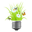 Vector: Light bulb with grass Light bulb with grass