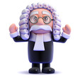 Judge holds both hands in the air