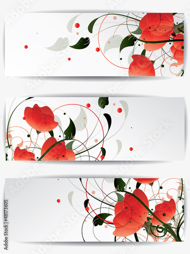 Vector: Set of abstract cards with flowers and floral elements Set of abstract cards with flowers and floral elements
