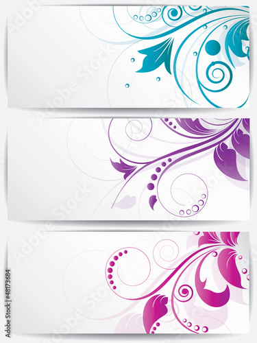 Vector: Set of abstract cards with flowers and floral elements Set of abstract cards with flowers and floral elements