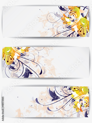 Vector: Set of abstract cards with flowers and floral elements Set of abstract cards with flowers and floral elements