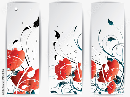 Vector: Set of abstract cards with flowers and floral elements Set of abstract cards with flowers and floral elements