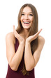 Portrait of beautiful surprised woman