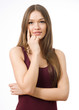 Portrait of beautiful thinking woman