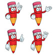 Collection of smiling cartoon pencils with various gestures.