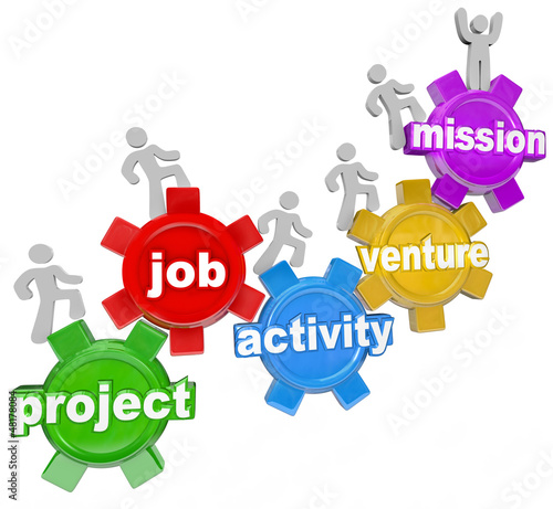 Illustration: Project Team Working on Job Activity Venture Mission Project Team Working on Job Activity Venture Mission