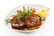 Grilled steaks and vegetables