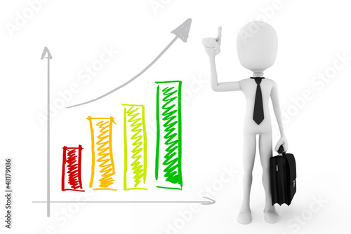 Illustration: 3d man success in business, concept 3d man success in business, concept