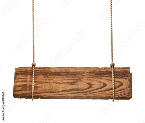 Photo: wooden sign background message rope hanging wooden sign background message rope hanging