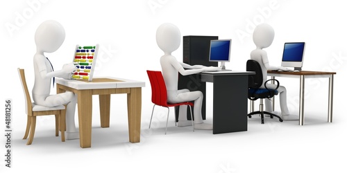 Illustration: 3d man with computer evolution concept 3d man with computer evolution concept