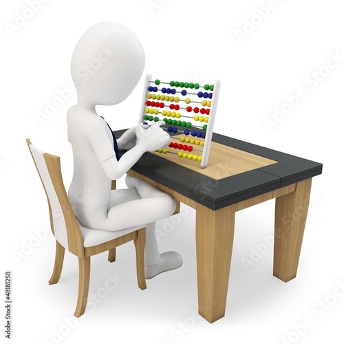 Illustration: 3D man working with an abacus 3D man working with an abacus
