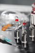 medical ampoule and syringe. Vials of medications.