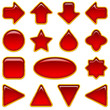Red glass buttons, set