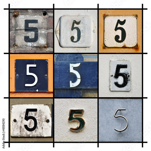 Photo: Collage of House Numbers Five Collage of House Numbers Five