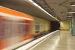 metro station with train in Motion