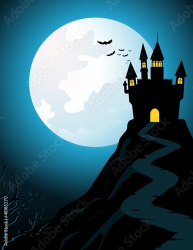 Vector: Haunted Castle on Top of a Hill Haunted Castle on Top of a Hill