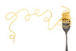 Swirls of cooked spaghetti with fork