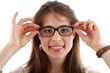 Foto: Junge Frau mit Brille Junge Frau mit Brille