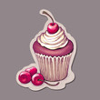 Vector  illustration of cupcake with cherry