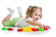Cute child playing with  mosaic toy