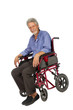 Smiling aged man patient in a wheelchair