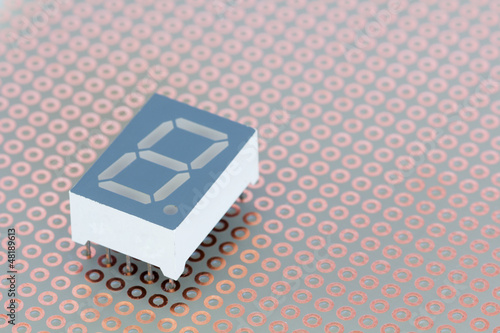 Photo: Seven segment led single digit display on a copper breadboard Seven segment led single digit display on a copper breadboard