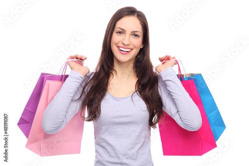 Photo: Young woman with shopping bags Young woman with shopping bags