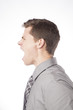 Business Man Profile Yelling