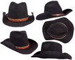 cowboy black hats isolated on white background