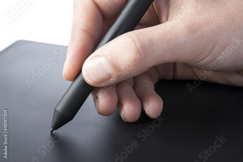 Photo: Using a graphics tablet with hand Using a graphics tablet with hand