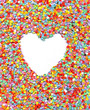 love, heart on rainbow confetti background