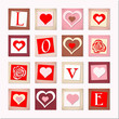 illustration of decorative hearts and letters LOVE