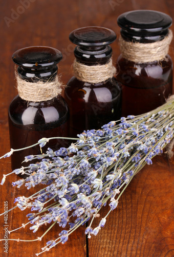 Photo: Lavender flowers and jars Lavender flowers and jars
