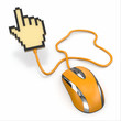 Illustration: Computer mouse and cursor. 3d Computer mouse and cursor. 3d