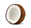half of coconut isolated on white