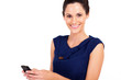 attractive young woman sms with cell phone