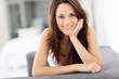 beautiful carefree young woman smiling closeup