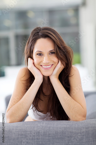 Photo: gorgeous young woman smiling closeup portrait gorgeous young woman smiling closeup portrait