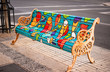 Colored bench on the street