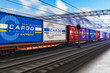 Illustration: Freight train with cargo containers Freight train with cargo containers