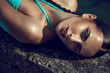 beautiful girl on the stone