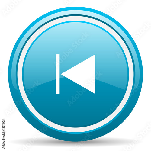 Illustration: prev blue glossy icon on white background prev blue glossy icon on white background