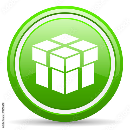 Illustration: box green glossy icon on white background box green glossy icon on white background