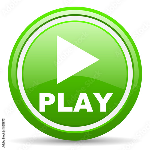 Illustration: play green glossy icon on white background play green glossy icon on white background
