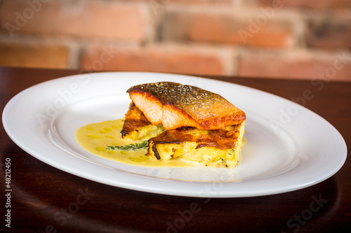 Photo: salmon fillet on a cauliflower gratin salmon fillet on a cauliflower gratin