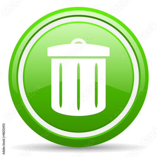 Illustration: recycle green glossy icon on white background recycle green glossy icon on white background