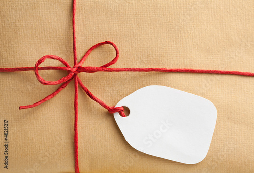 Photo: Gift box with blank gift tag Gift box with blank gift tag