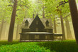 Scary House in Deep Forest 3D render