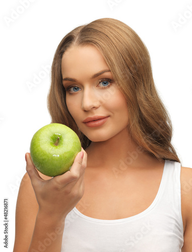 Photo: woman with green apple woman with green apple