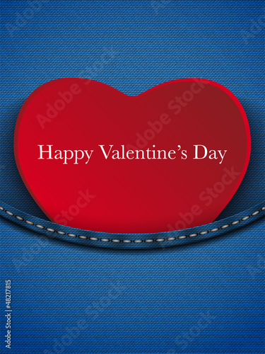 Vector: Valentines Day Heart in Jeans Pocket Valentines Day Heart in Jeans Pocket